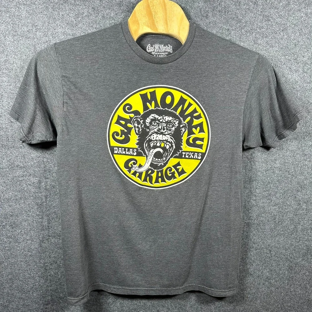Gas Monkey Garage‎ Mens T-Shirt XL Gray Dallas Texas Graphic Tee Fast N Loud